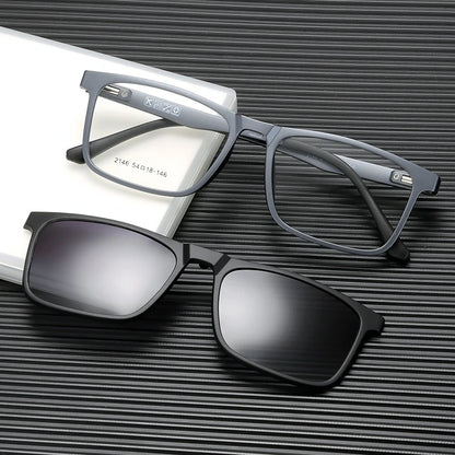 YIMARUILI New Fashion Ultra Light Magnetic Sunglasses High Quality TR90 Square Retro Optical Prescription Glasses Frame Men 2146