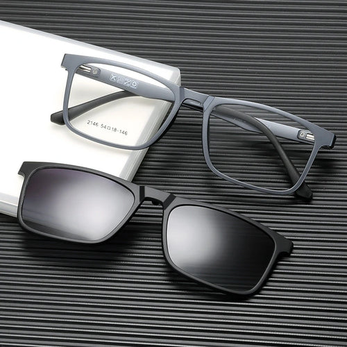 YIMARUILI New Fashion Ultra Light Magnetic Sunglasses High Quality TR90 Square Retro Optical Prescription Glasses Frame Men 2146