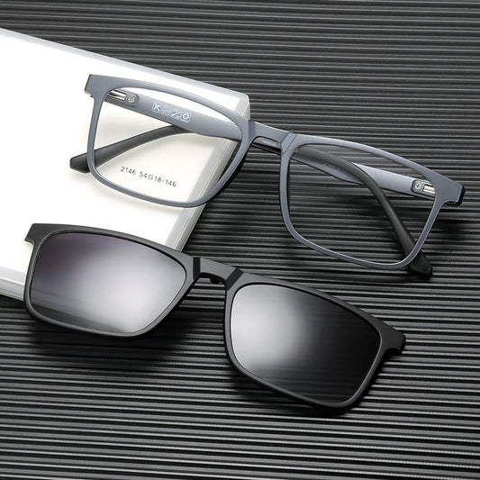 YIMARUILI New Fashion Ultra Light Magnetic Sunglasses High Quality TR90 Square Retro Optical Prescription Glasses Frame Men 2146