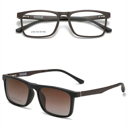 YIMARUILI New Fashion Ultra Light Magnetic Sunglasses High Quality TR90 Square Retro Optical Prescription Glasses Frame Men 2146