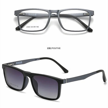 YIMARUILI New Fashion Ultra Light Magnetic Sunglasses High Quality TR90 Square Retro Optical Prescription Glasses Frame Men 2146