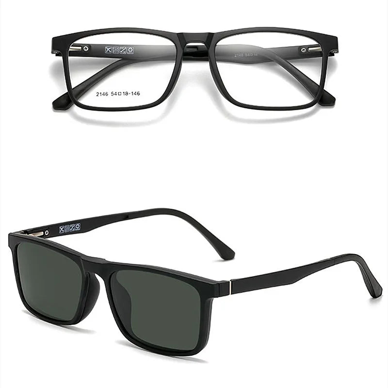 YIMARUILI New Fashion Ultra Light Magnetic Sunglasses High Quality TR90 Square Retro Optical Prescription Glasses Frame Men 2146