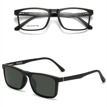YIMARUILI New Fashion Ultra Light Magnetic Sunglasses High Quality TR90 Square Retro Optical Prescription Glasses Frame Men 2146