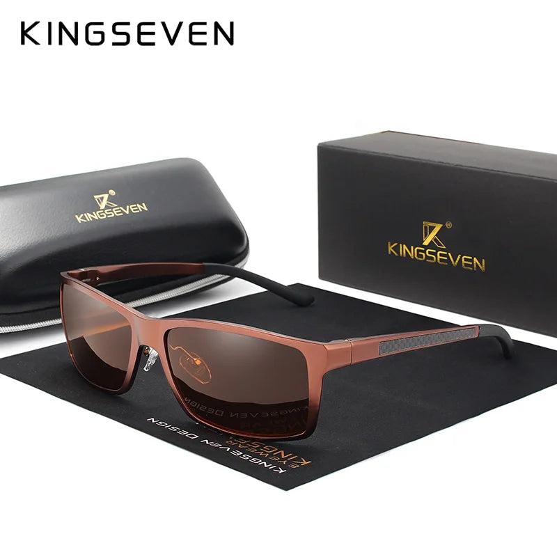 KINGSEVEN New Design Aluminum Magnesium Sunglasses Men Polarized Square Driving Sun Glasses Male Eyewear Accessories For Men