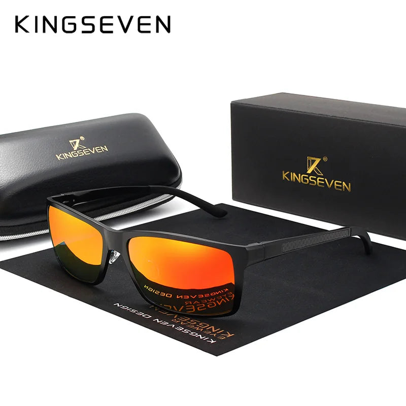 KINGSEVEN New Design Aluminum Magnesium Sunglasses Men Polarized Square Driving Sun Glasses Male Eyewear Accessories For Men