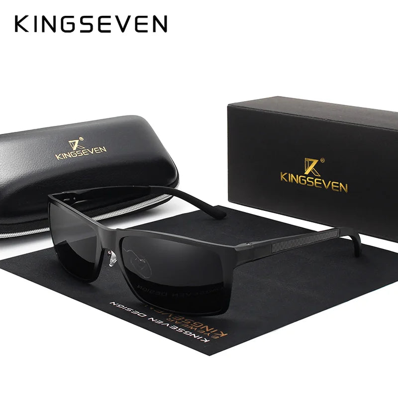 KINGSEVEN New Design Aluminum Magnesium Sunglasses Men Polarized Square Driving Sun Glasses Male Eyewear Accessories For Men