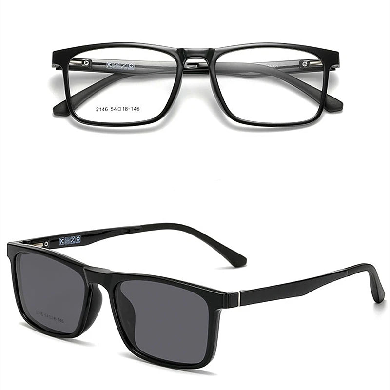 YIMARUILI New Fashion Ultra Light Magnetic Sunglasses High Quality TR90 Square Retro Optical Prescription Glasses Frame Men 2146