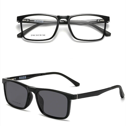 YIMARUILI New Fashion Ultra Light Magnetic Sunglasses High Quality TR90 Square Retro Optical Prescription Glasses Frame Men 2146