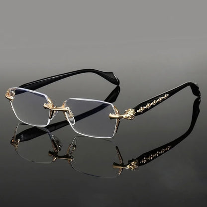 Frameless Anti Blue Light Glasses Men Women Rectangular Flat Lens Eye Protection Computer Eyewear