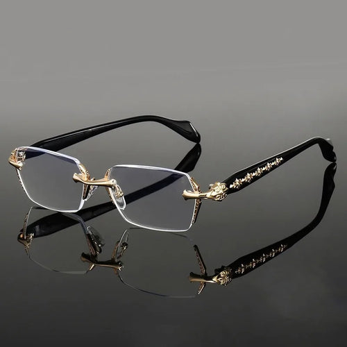 Frameless Anti Blue Light Glasses Men Women Rectangular Flat Lens Eye Protection Computer Eyewear