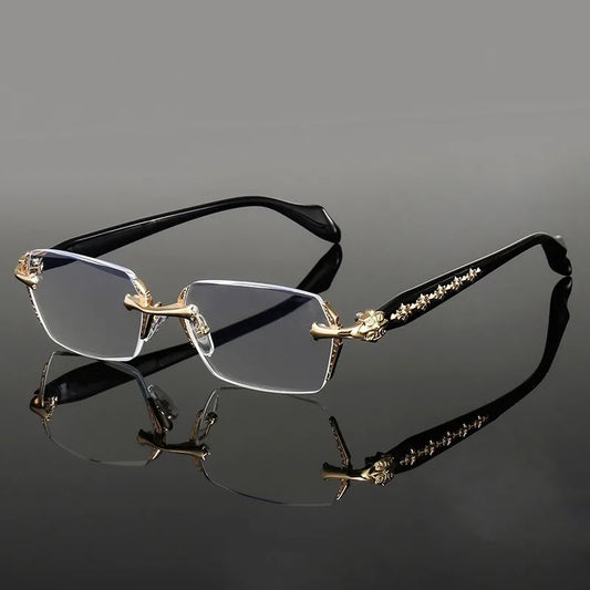 Frameless Anti Blue Light Glasses Men Women Rectangular Flat Lens Eye Protection Computer Eyewear