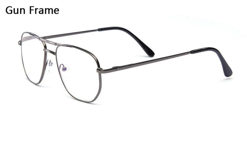 Men Stainless Steel Pilot Reading Glasses Magnifier Women Blue Light Blocking Double Bridge Metal Presbyopia Spectacles +1~+4.0