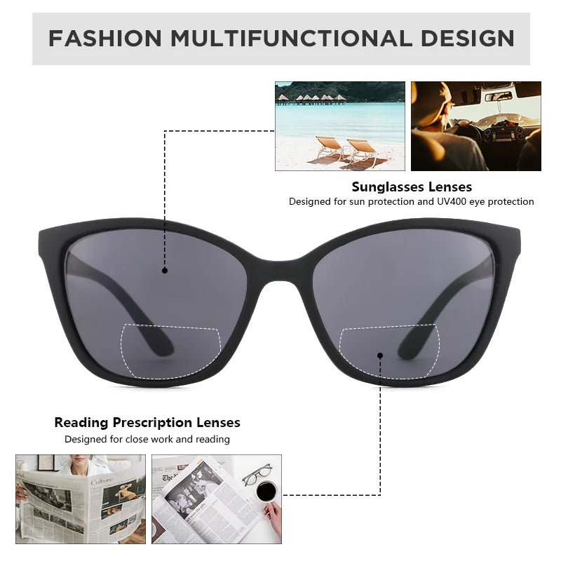 ZENOTTIC Butterfly Bifocal Reading Sunglasses Women Men Presbyopia Eyewear Sun Glasses Reader With Diopter From +100 to +350