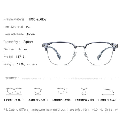 NIANZHEN TR90 Alloy Eyeglasses Frame Men Square Brand Glasses Women Retro Vintage Ultralight-Weight Eyewear Spectacles 16718