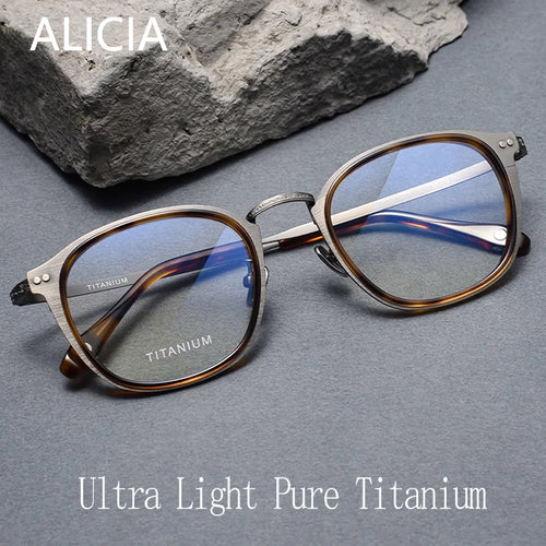 LAICIA Man Luxury Fashion RetroRound Spectacle Pure Titanium Eyewear Optical Prescription Frames Man