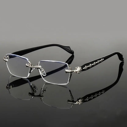 Frameless Anti Blue Light Glasses Men Women Rectangular Flat Lens Eye Protection Computer Eyewear