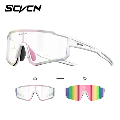 SCVCN Hot Photochromic Cycling Glasses  Outdoor UV400 Protective MTB Bike Men Women Sports Sunglasses Bicycle Windproof Goggles
