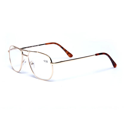 Men Stainless Steel Pilot Reading Glasses Magnifier Women Blue Light Blocking Double Bridge Metal Presbyopia Spectacles +1~+4.0