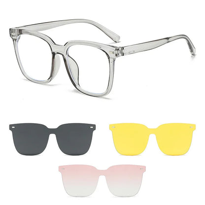 Square Frame Advanced Sense Sunglasses Driving Day Night With Magnetic Clip Glasses for Men  Women Set of Mirrors