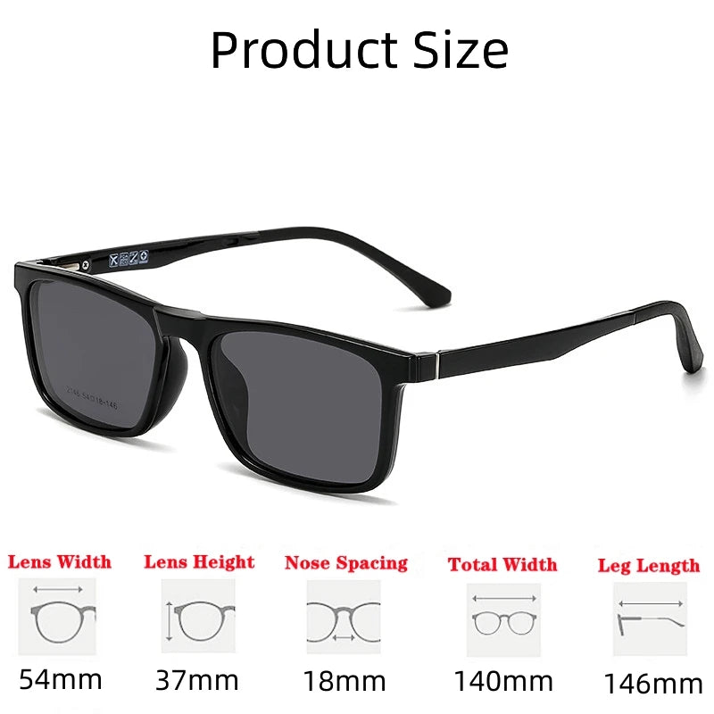 YIMARUILI New Fashion Ultra Light Magnetic Sunglasses High Quality TR90 Square Retro Optical Prescription Glasses Frame Men 2146