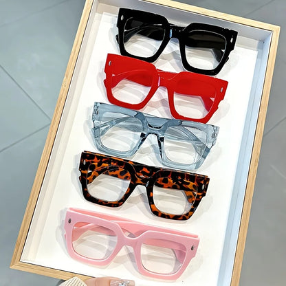 New style New style Vintage Glasses Square Full Rim Spectacles Unisex, Anti-Reflective Coating, Fashionable Transparent Lenses