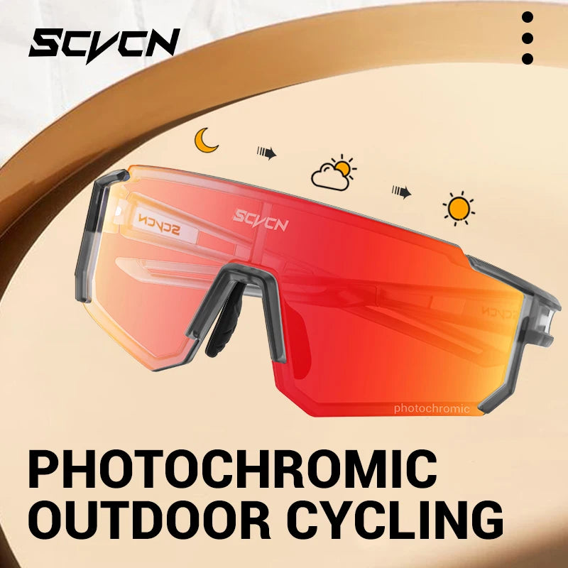 SCVCN Hot Photochromic Cycling Glasses  Outdoor UV400 Protective MTB Bike Men Women Sports Sunglasses Bicycle Windproof Goggles