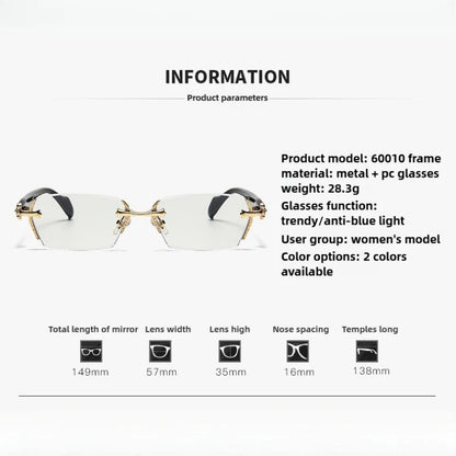 Frameless Anti Blue Light Glasses Men Women Rectangular Flat Lens Eye Protection Computer Eyewear