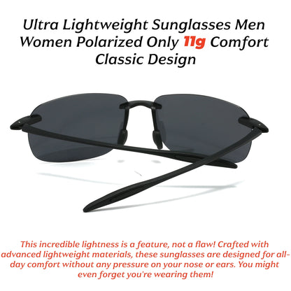 Ultra Light 11g TR90 Frameless Polarized Aviator Sunglasses - Flexible & Comfort Fit Unisex for Driving, Fishing, Outdoor