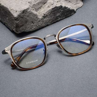 LAICIA Man Luxury Fashion RetroRound Spectacle Pure Titanium Eyewear Optical Prescription Frames Man