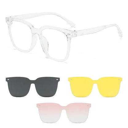 Square Frame Advanced Sense Sunglasses Driving Day Night With Magnetic Clip Glasses for Men  Women Set of Mirrors