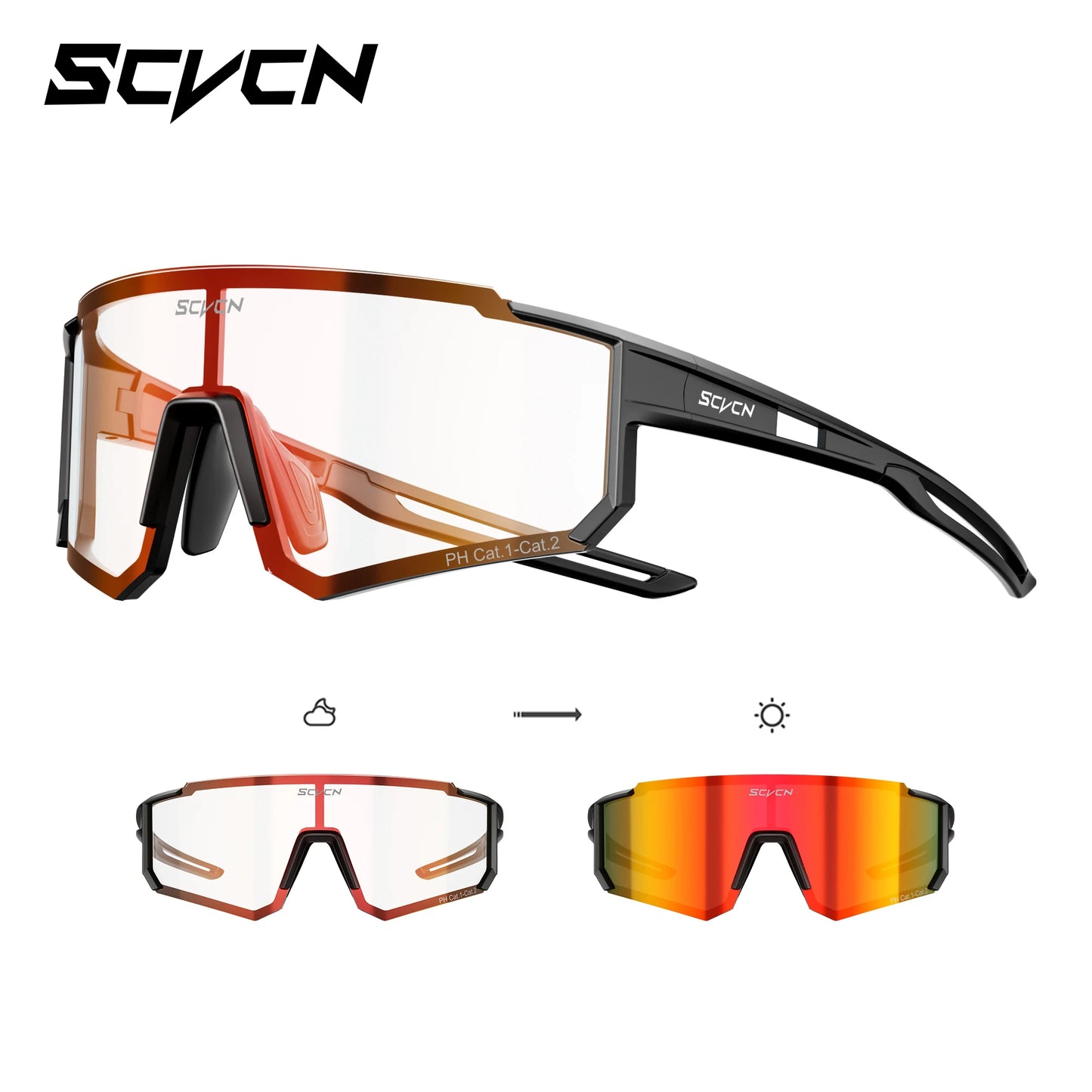 SCVCN Hot Photochromic Cycling Glasses  Outdoor UV400 Protective MTB Bike Men Women Sports Sunglasses Bicycle Windproof Goggles