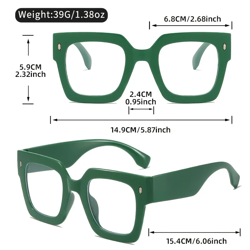 New style New style Vintage Glasses Square Full Rim Spectacles Unisex, Anti-Reflective Coating, Fashionable Transparent Lenses