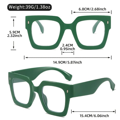 New style New style Vintage Glasses Square Full Rim Spectacles Unisex, Anti-Reflective Coating, Fashionable Transparent Lenses