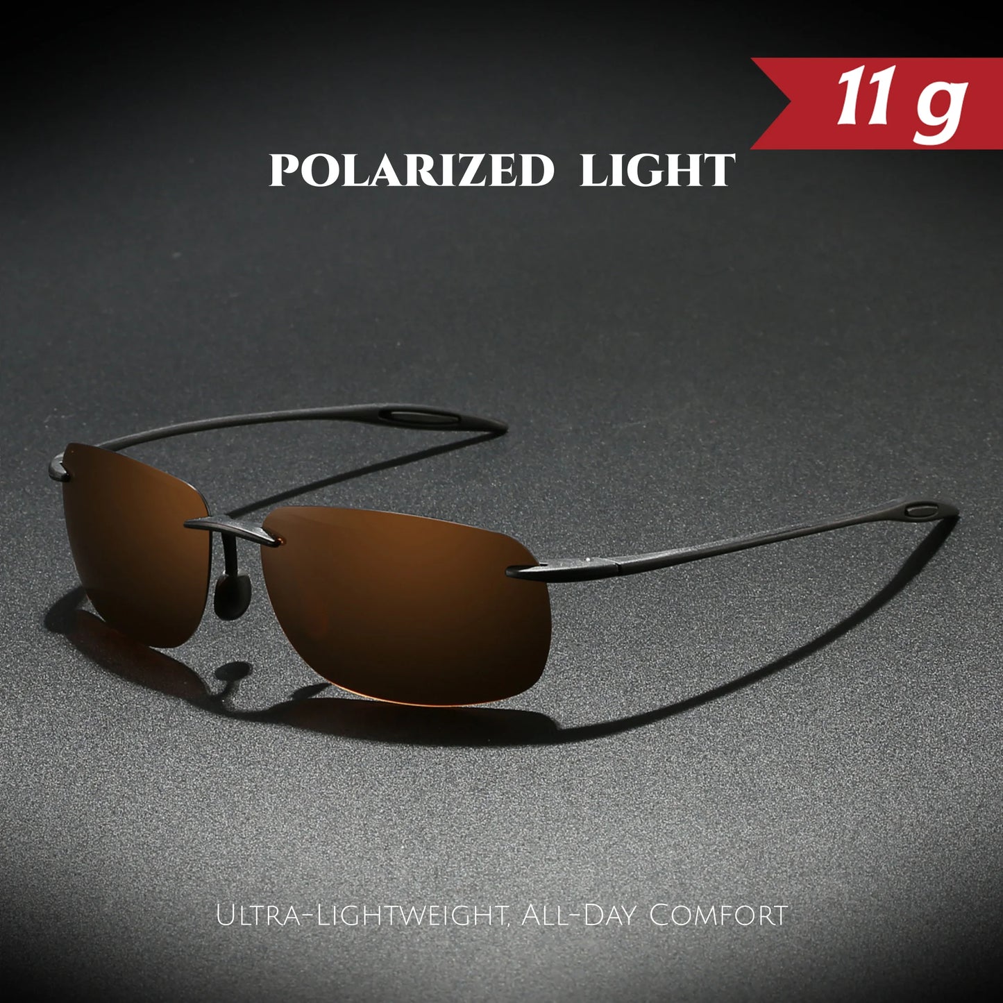 Ultra Light 11g TR90 Frameless Polarized Aviator Sunglasses - Flexible & Comfort Fit Unisex for Driving, Fishing, Outdoor