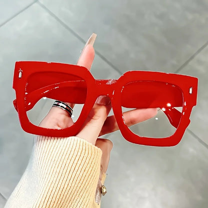 New style New style Vintage Glasses Square Full Rim Spectacles Unisex, Anti-Reflective Coating, Fashionable Transparent Lenses