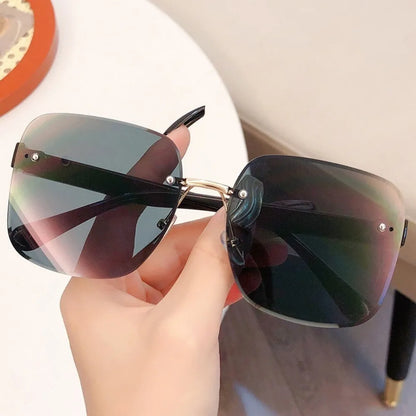 Square Women's Sunglasses Retro Fashion  Frameless Sunshade Gradient Sun Glasses UV400