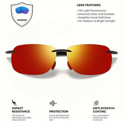 Ultra Light 11g TR90 Frameless Polarized Aviator Sunglasses - Flexible & Comfort Fit Unisex for Driving, Fishing, Outdoor