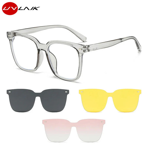 Square Frame Advanced Sense Sunglasses Driving Day Night With Magnetic Clip Glasses for Men  Women Set of Mirrors