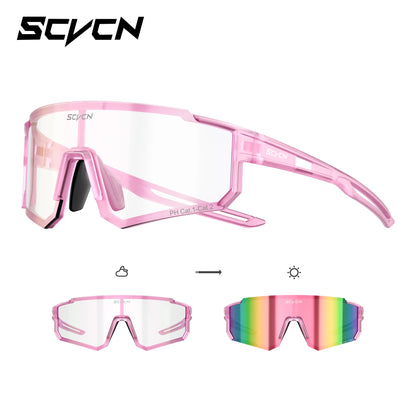 SCVCN Hot Photochromic Cycling Glasses  Outdoor UV400 Protective MTB Bike Men Women Sports Sunglasses Bicycle Windproof Goggles
