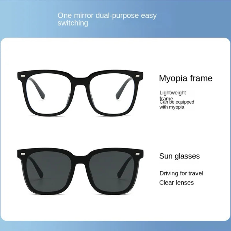 Square Frame Advanced Sense Sunglasses Driving Day Night With Magnetic Clip Glasses for Men  Women Set of Mirrors