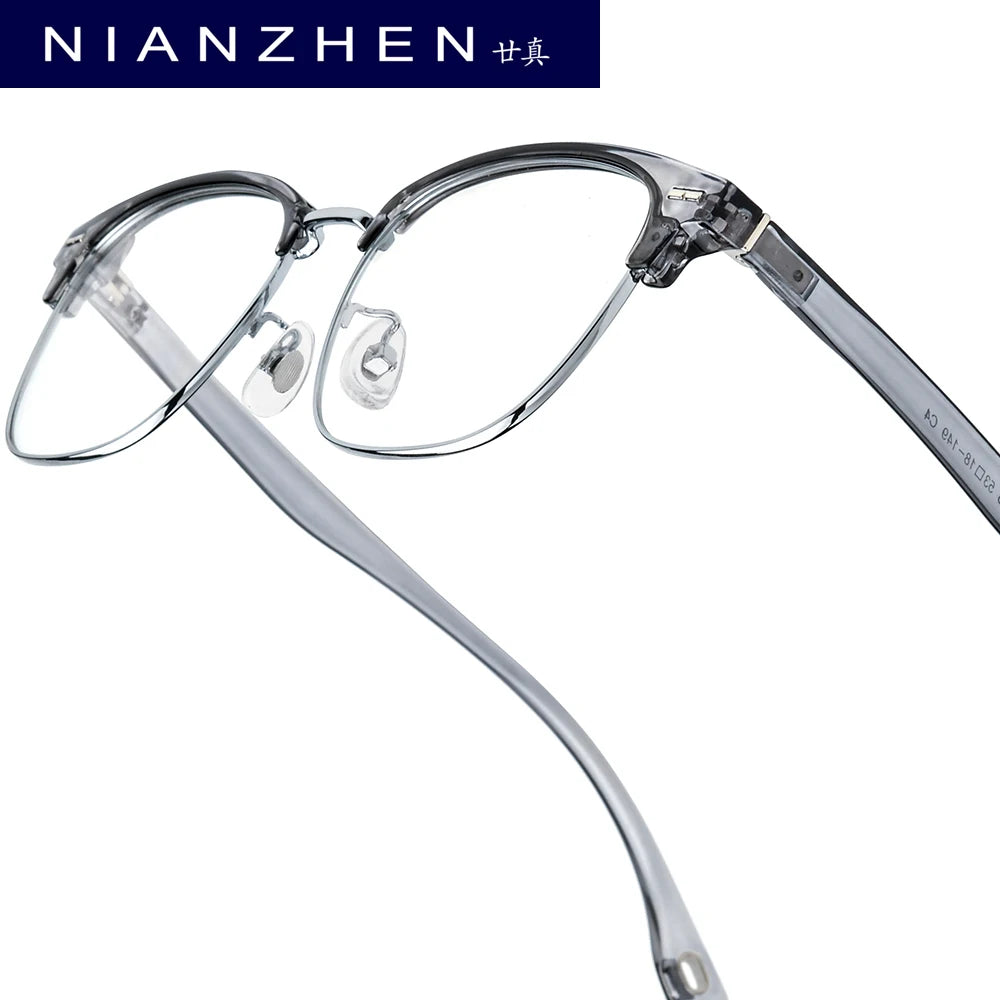 NIANZHEN TR90 Alloy Eyeglasses Frame Men Square Brand Glasses Women Retro Vintage Ultralight-Weight Eyewear Spectacles 16718