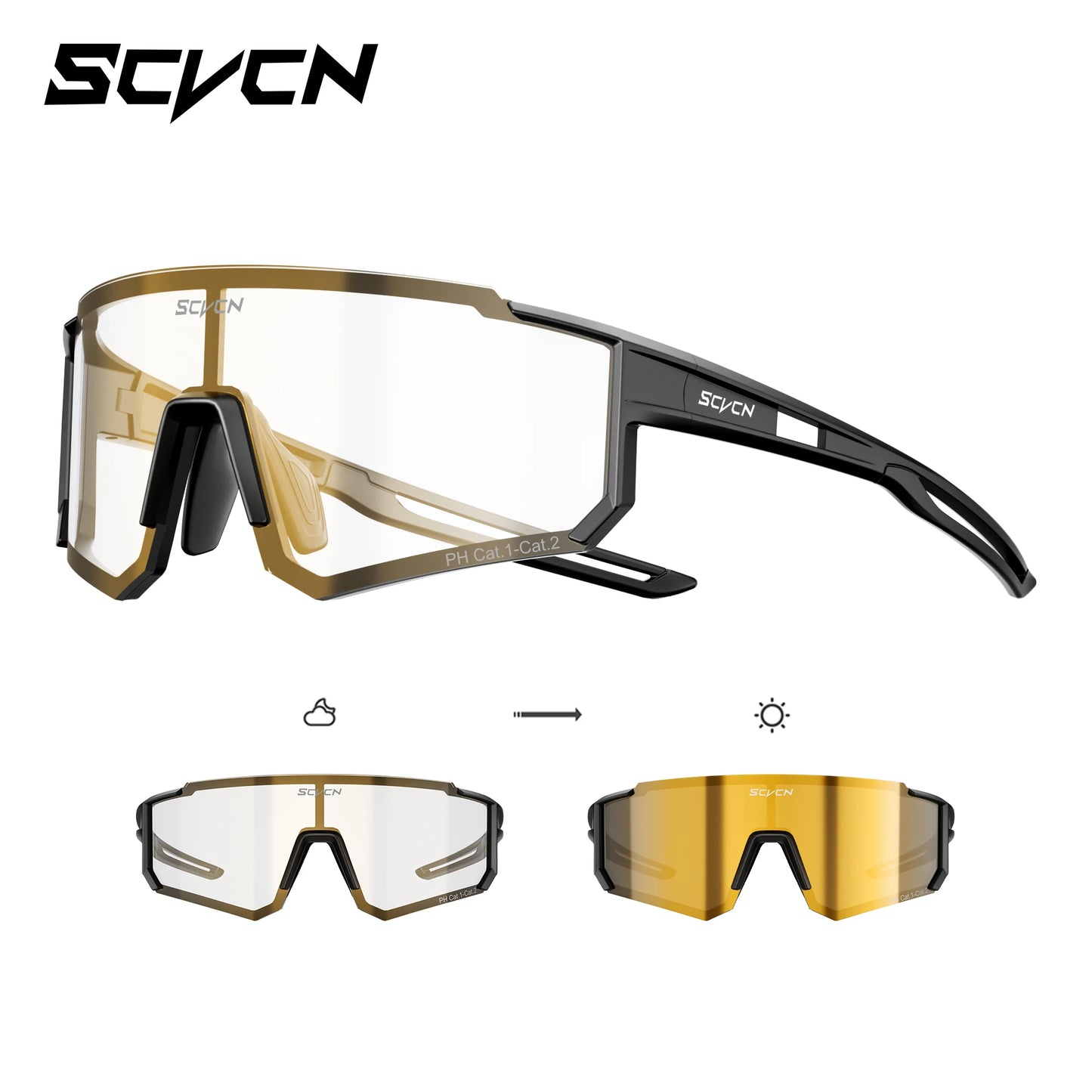 SCVCN Hot Photochromic Cycling Glasses  Outdoor UV400 Protective MTB Bike Men Women Sports Sunglasses Bicycle Windproof Goggles