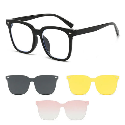 Square Frame Advanced Sense Sunglasses Driving Day Night With Magnetic Clip Glasses for Men  Women Set of Mirrors