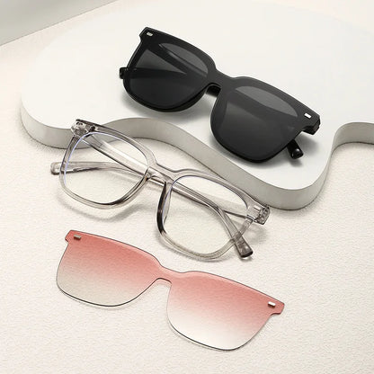 Square Frame Advanced Sense Sunglasses Driving Day Night With Magnetic Clip Glasses for Men  Women Set of Mirrors