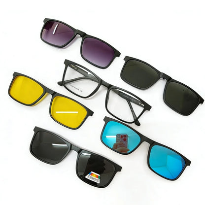 YIMARUILI New Fashion Ultra Light Magnetic Sunglasses High Quality TR90 Square Retro Optical Prescription Glasses Frame Men 2146