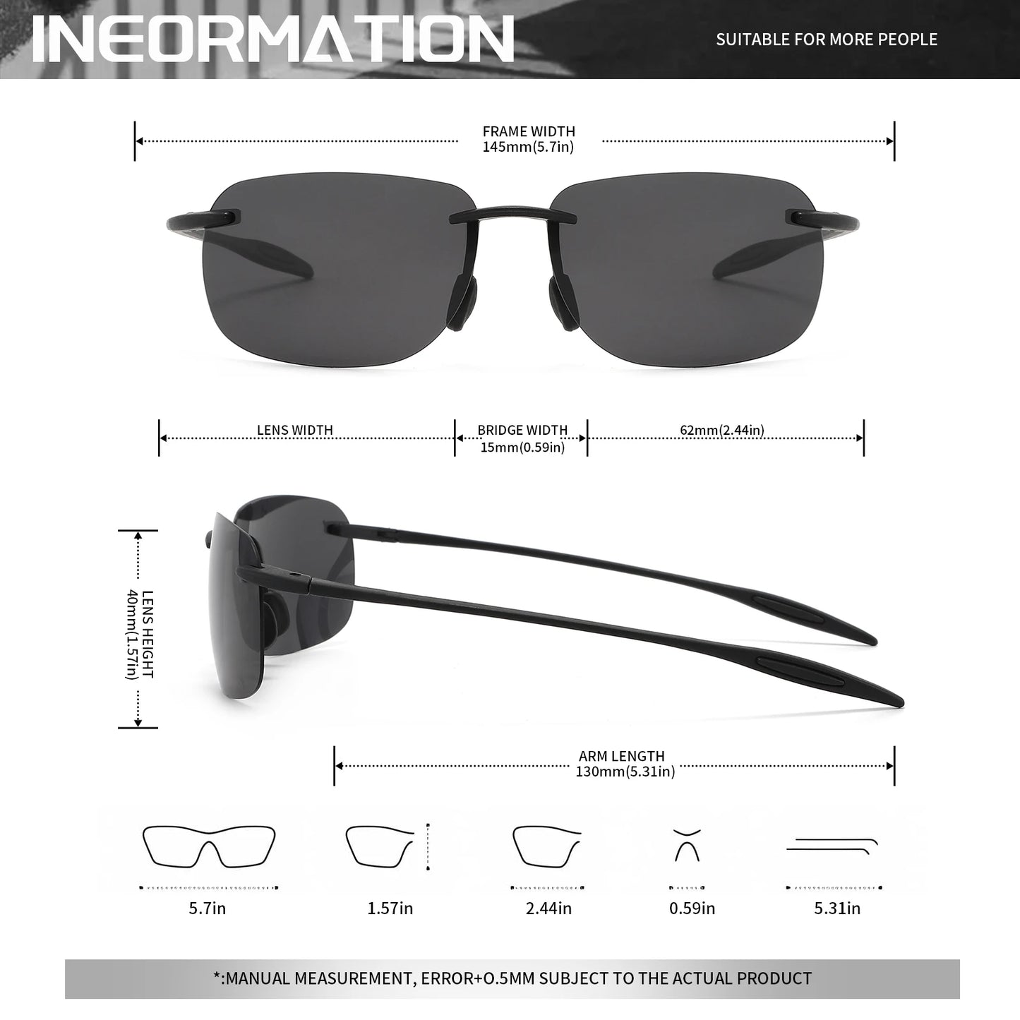 Ultra Light 11g TR90 Frameless Polarized Aviator Sunglasses - Flexible & Comfort Fit Unisex for Driving, Fishing, Outdoor