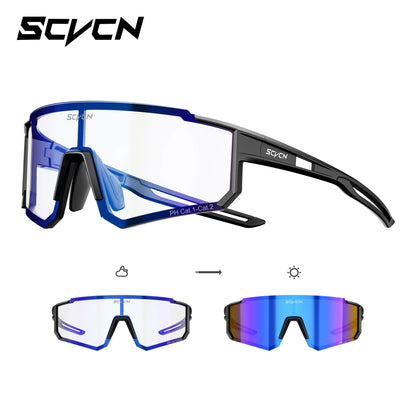 SCVCN Hot Photochromic Cycling Glasses  Outdoor UV400 Protective MTB Bike Men Women Sports Sunglasses Bicycle Windproof Goggles