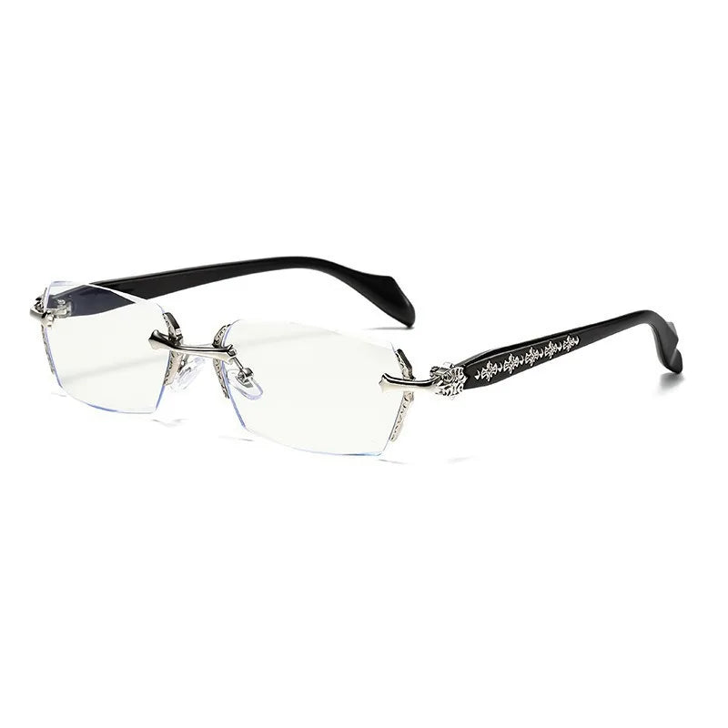 Frameless Anti Blue Light Glasses Men Women Rectangular Flat Lens Eye Protection Computer Eyewear