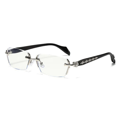 Frameless Anti Blue Light Glasses Men Women Rectangular Flat Lens Eye Protection Computer Eyewear